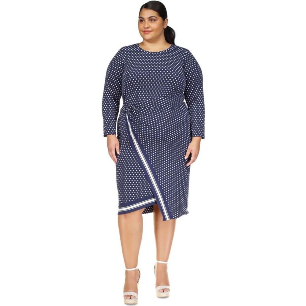 Michael Kors Womens Plus Size Featuring Flattering Wrap Midi Dress, NWT